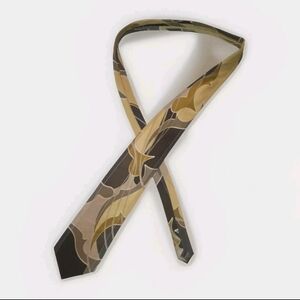 Carlo Palozzi Studio Men's Tie Abstract Pattern 100% Silk Hand Made Tan Brown
